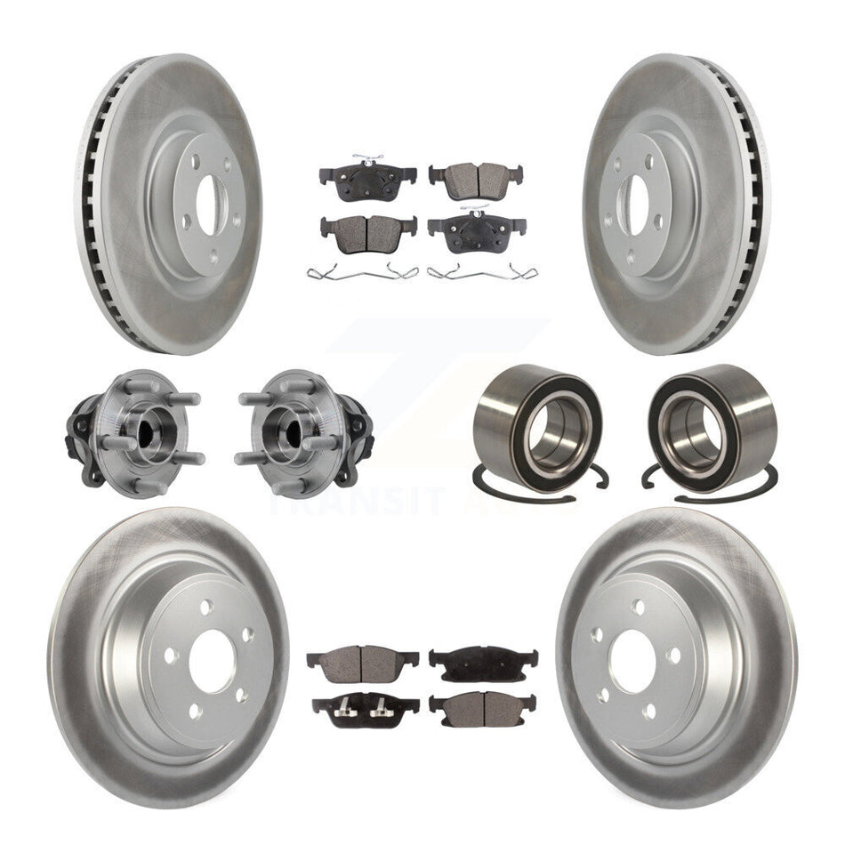 Front Rear Hub Bearing Coated Disc Brake Rotor And Pads Kit (10Pc) For 2015 Ford Edge FWD KBB-126675