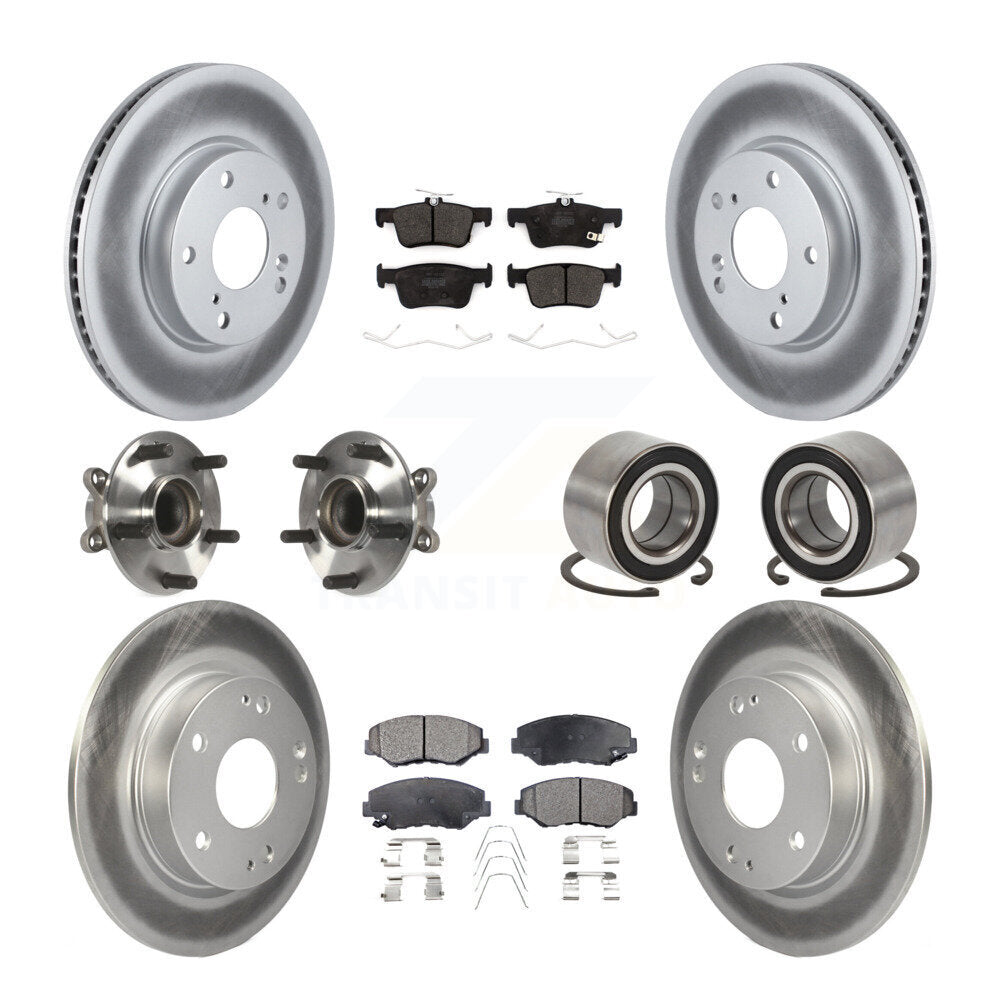 Front Rear Wheel Hub Bearing Coated Disc Brake Rotors And Pads Kit (10Pc) For Honda Civic KBB-126681