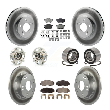 Front Rear Wheel Hub Bearing Coated Disc Brake Rotor And Pads Kit (10Pc) For Honda Accord KBB-126684