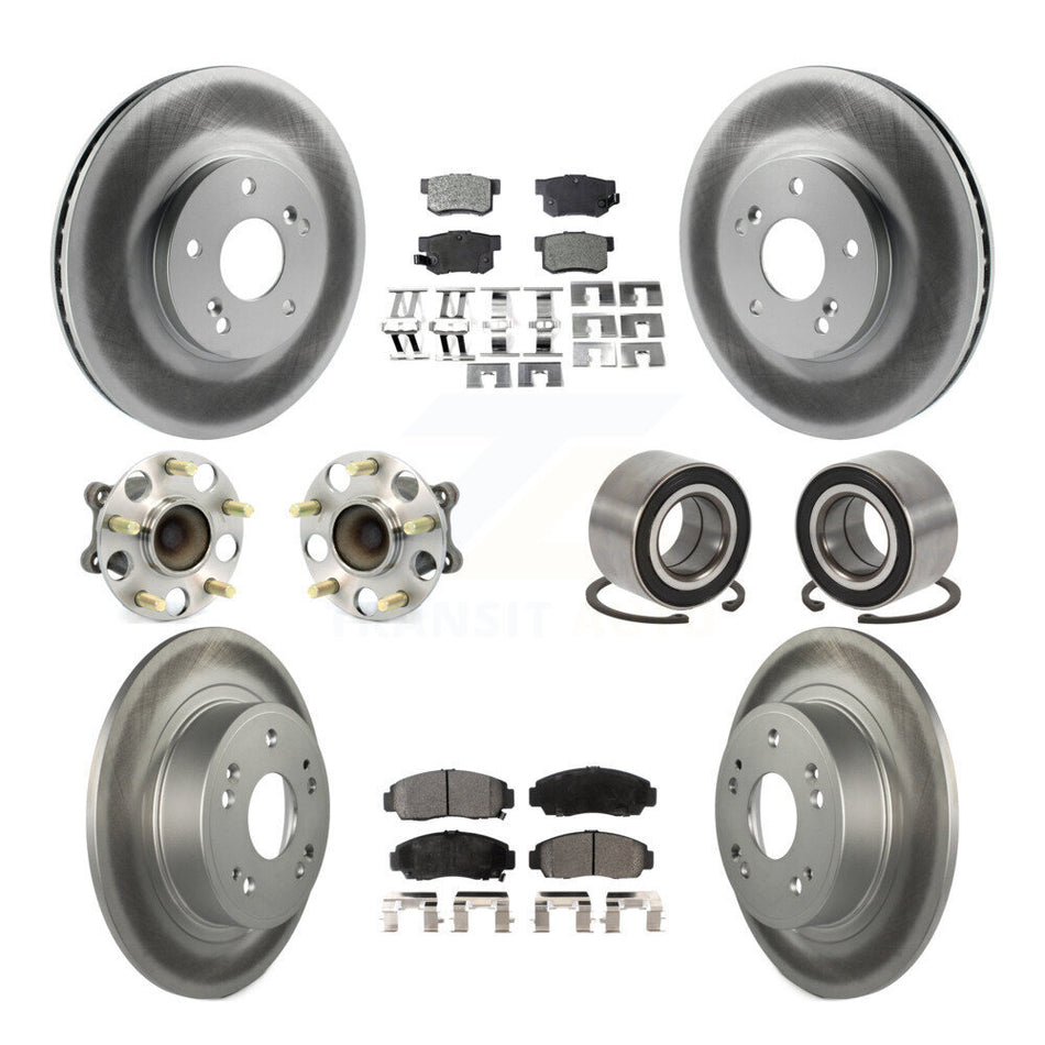 Front Rear Wheel Hub Bearing Coated Disc Brake Rotor And Pads Kit (10Pc) For Honda Accord KBB-126685