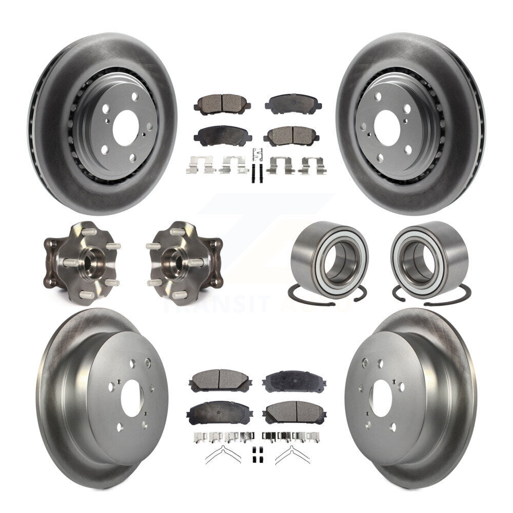 Front Rear Hub Bearing Coated Disc Brake Rotors And Pads Kit (10Pc) For Toyota Highlander KBB-126690