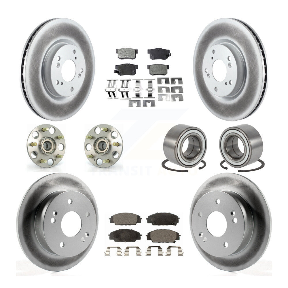 Front Rear Hub Bearing Coated Brake Rotor & Pad Kit (10Pc) For 2002-2006 Acura RSX Type-S KBB-126692