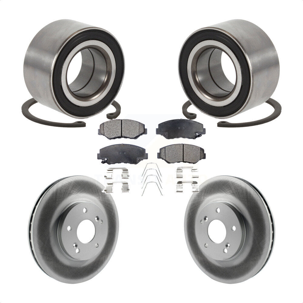 Front Wheel Bearing Coated Brake Rotor And Pad Kit For 2005 Honda Accord Hybrid with 3.0L KBB-126693