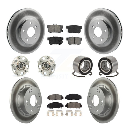 Front Rear Wheel Hub Bearing Coated Disc Brake Rotor And Pads Kit (10Pc) For Honda Accord KBB-126702