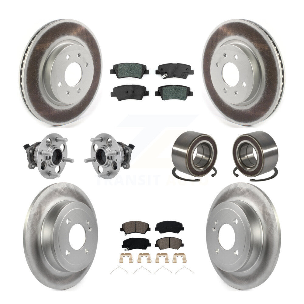 Front Rear Hub Bearing Coated Disc Brake Rotor Pads Kit (10Pc) For Kia Rio Hyundai Accent KBB-126711
