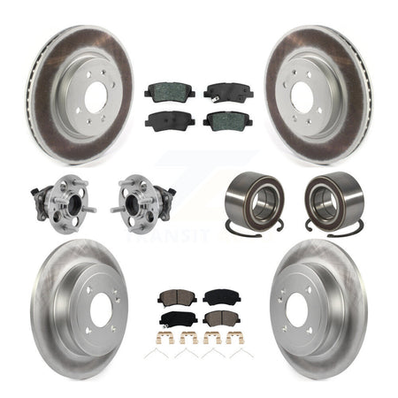 Front Rear Hub Bearing Coated Disc Brake Rotor Pads Kit (10Pc) For Kia Rio Hyundai Accent KBB-126711