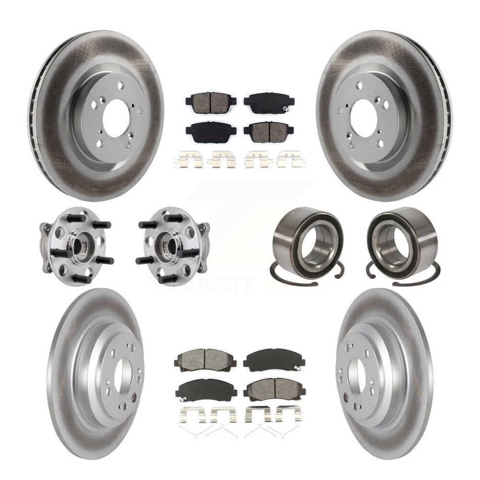 Front Rear Hub Bearing Coated Disc Brake Rotor Pads Kit (10Pc) For 2009-2013 Acura TL AWD KBB-126713