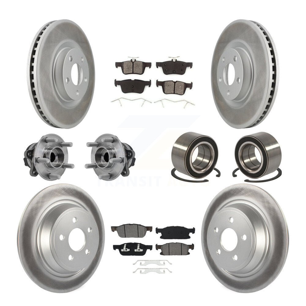 Front Rear Hub Bearing Coated Disc Brake Rotor And Pads Kit (10Pc) For 2015 Ford Edge FWD KBB-126714