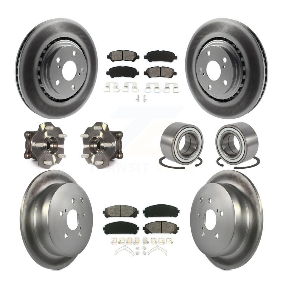 Front Rear Hub Bearing Coated Disc Brake Rotors And Pads Kit (10Pc) For Toyota Highlander KBB-126715