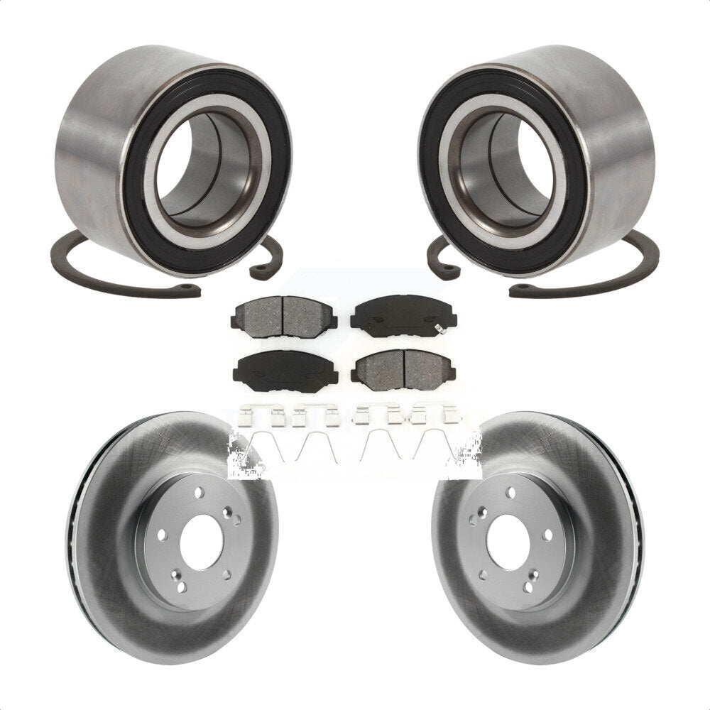 Front Wheel Bearing Coated Brake Rotor And Pad Kit For 2005 Honda Accord Hybrid with 3.0L KBB-126717