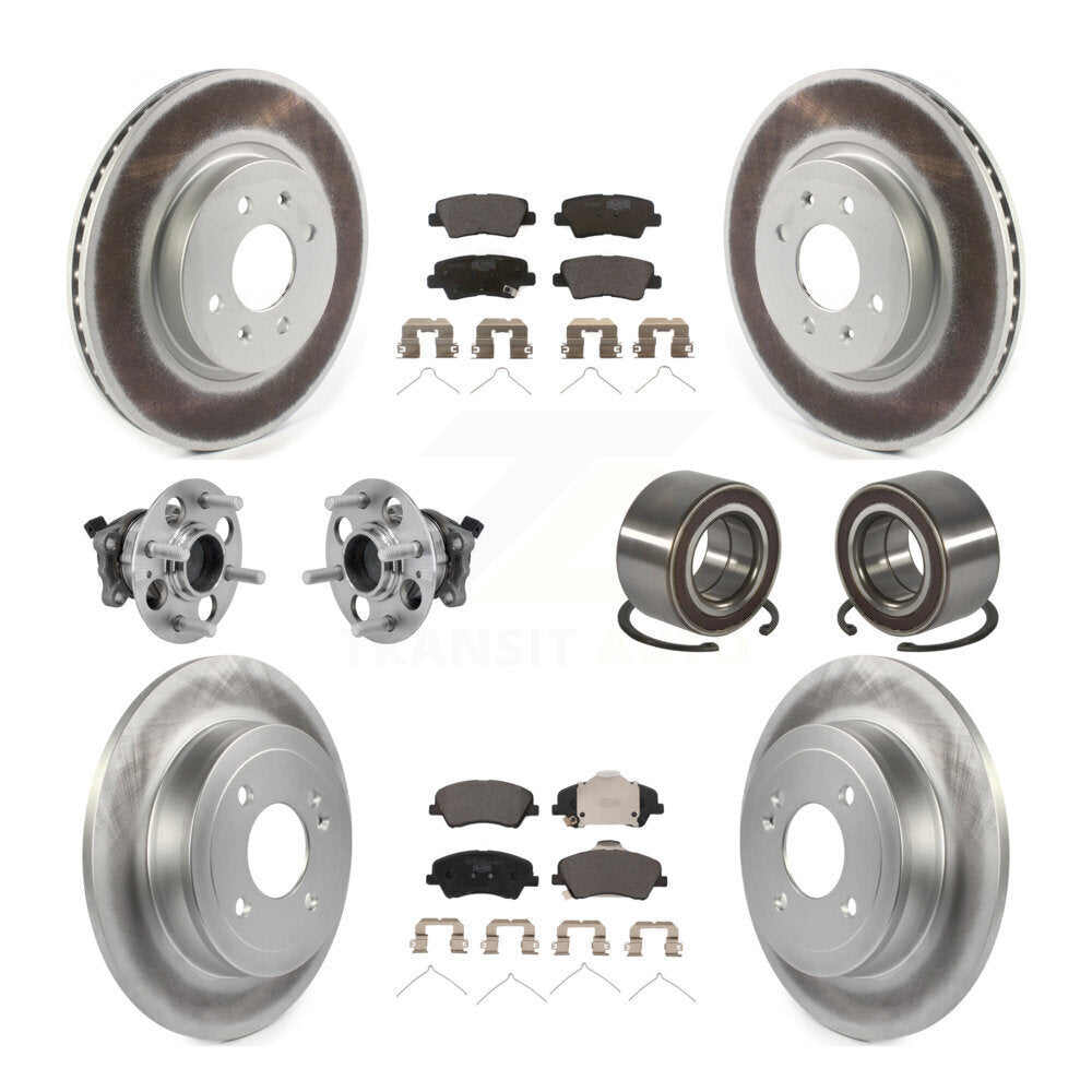 Front Rear Hub Bearing Coated Disc Brake Rotor Pads Kit (10Pc) For Kia Rio Hyundai Accent KBB-126720