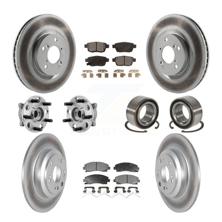 Front Rear Hub Bearing Coated Disc Brake Rotor Pads Kit (10Pc) For 2009-2013 Acura TL AWD KBB-126721