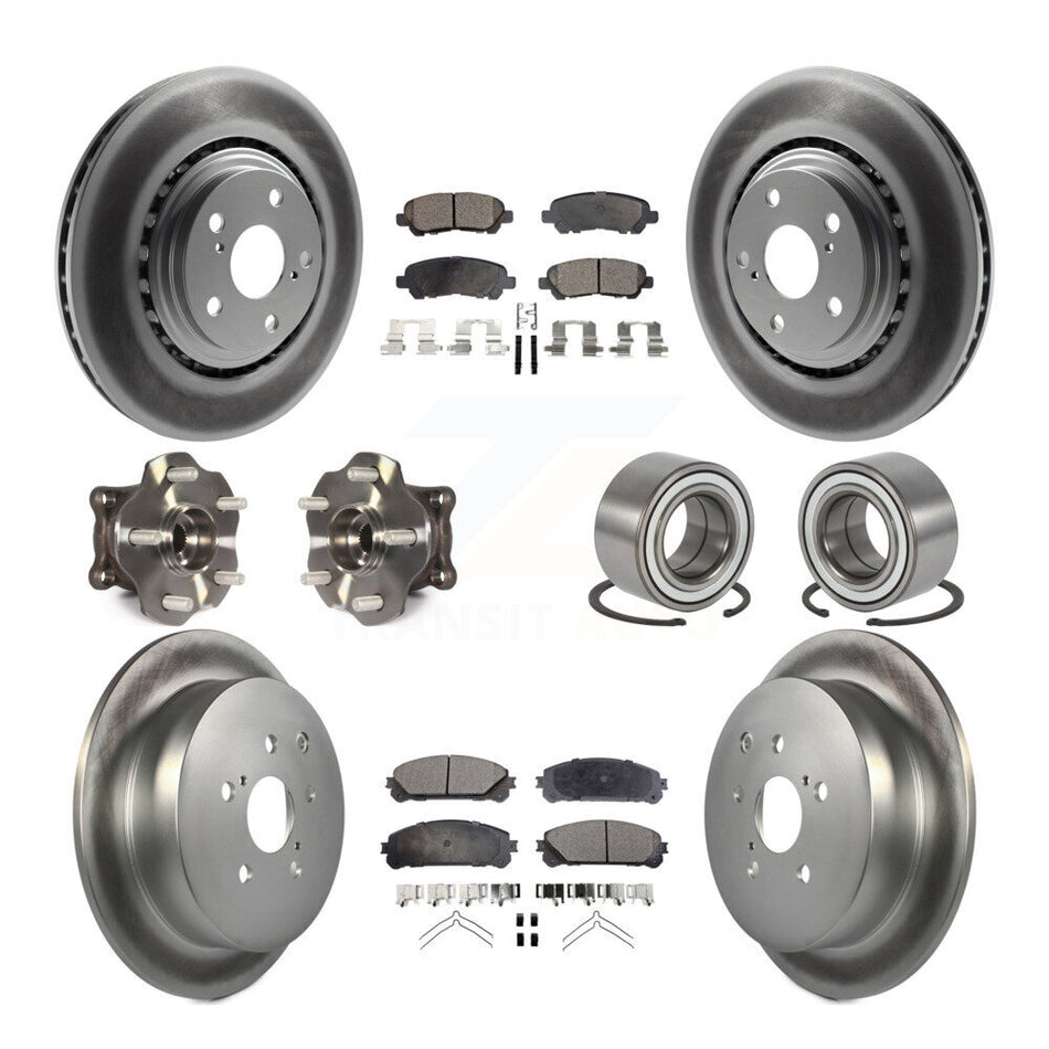 Front Rear Hub Bearing Coated Disc Brake Rotors And Pads Kit (10Pc) For Toyota Highlander KBB-126726