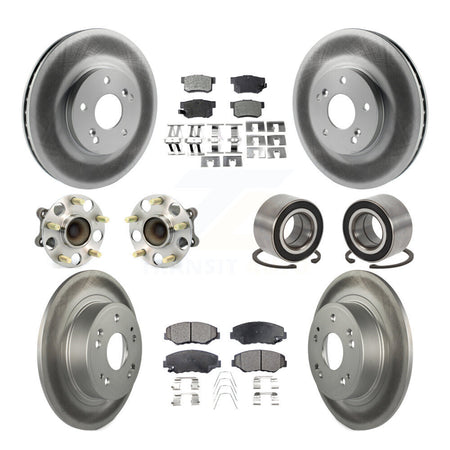 Front Rear Wheel Hub Bearing Coated Disc Brake Rotor And Pads Kit (10Pc) For Honda Accord KBB-126733