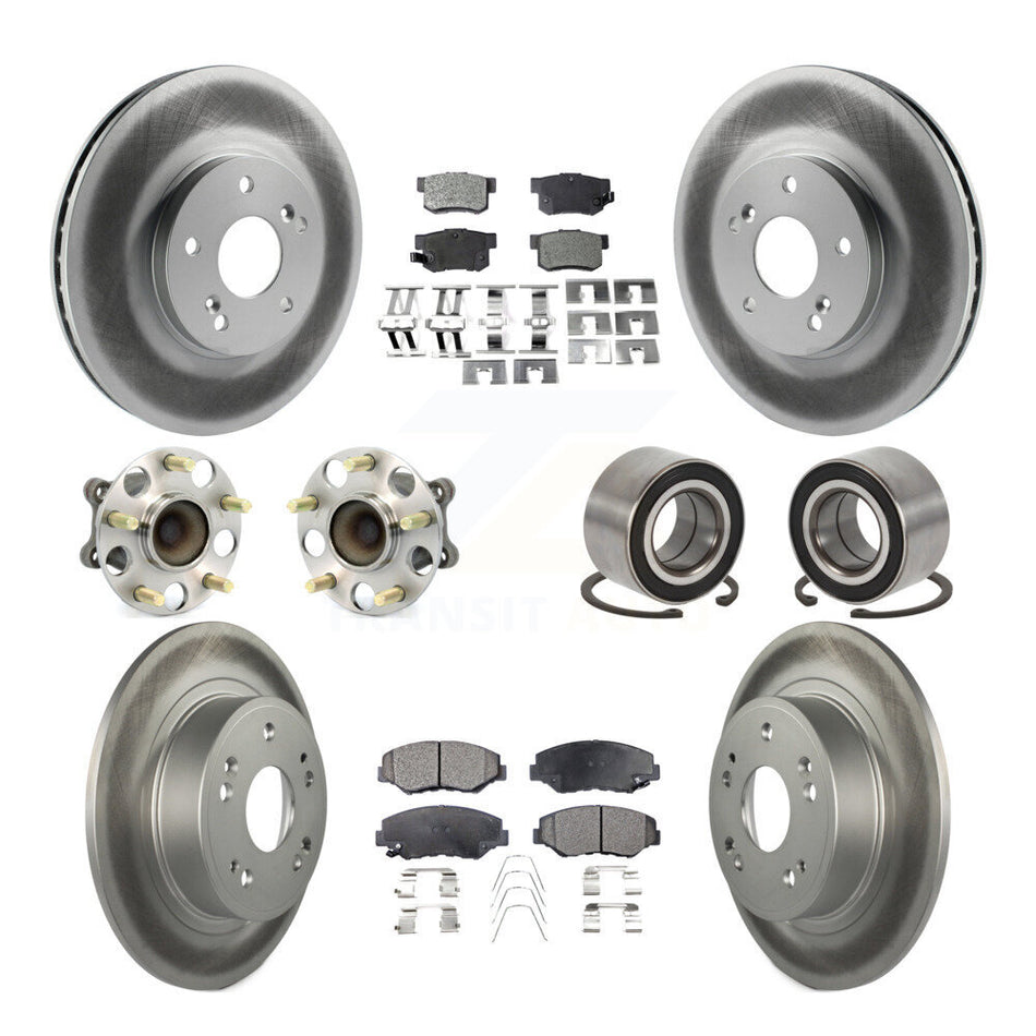Front Rear Wheel Hub Bearing Coated Disc Brake Rotor And Pads Kit (10Pc) For Honda Accord KBB-126733