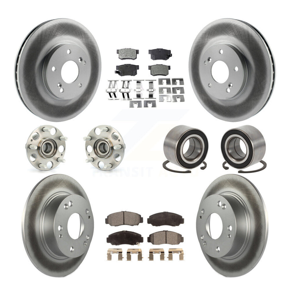 Front Rear Wheel Hub Bearing Coated Disc Brake Rotor And Pads Kit (10Pc) For Honda Accord KBB-126734