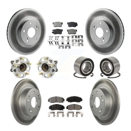 Front Rear Wheel Hub Bearing Coated Disc Brake Rotor And Pads Kit (10Pc) For Honda Accord KBB-126735