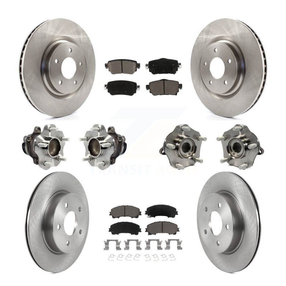Front Rear Hub Bearings Disc Brake Rotors And Ceramic Pads Kit (10Pc) For Nissan Rogue KBB-126767