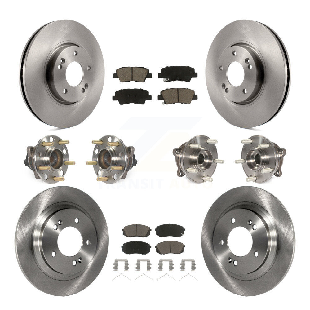 Front Rear Hub Bearings Disc Brake Rotors And Ceramic Pads Kit (10Pc) For Hyundai Sonata KBB-126770