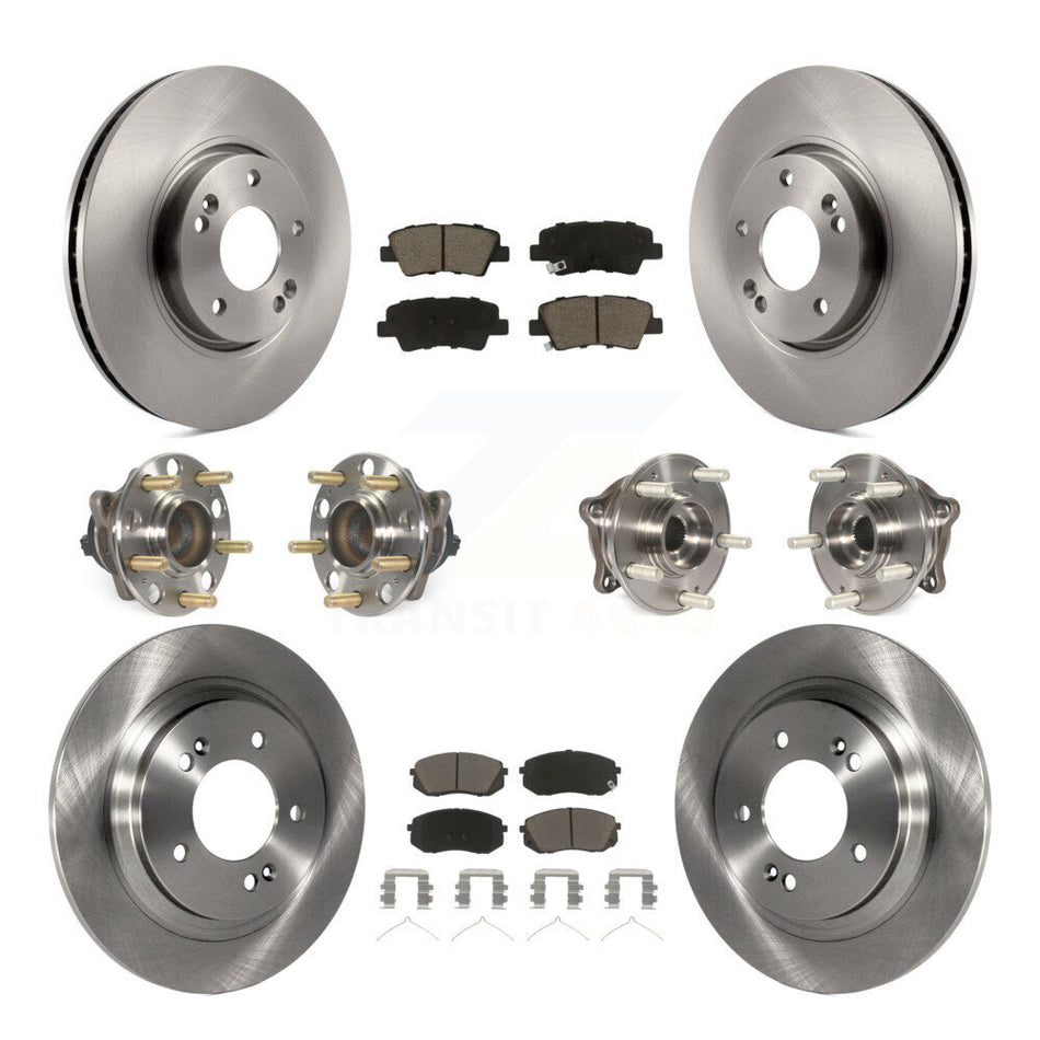 Front Rear Hub Bearings Disc Brake Rotors And Ceramic Pads Kit (10Pc) For Hyundai Sonata KBB-126770