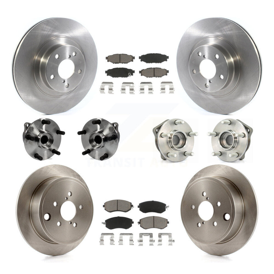 Front Rear Hub Bearings Disc Brake Rotors And Ceramic Pads Kit (10Pc) For Subaru Impreza KBB-126776