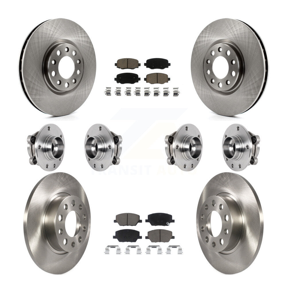 Front Rear Hub Bearings Disc Brake Rotors And Pads Kit (10Pc) For Jeep Renegade Fiat 500X KBB-126781