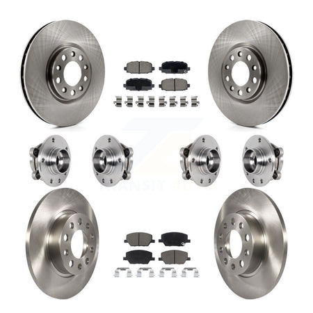 Front Rear Hub Bearing Disc Brake Rotors And Ceramic Pads Kit (10Pc) For Jeep Compass AWD KBB-126782