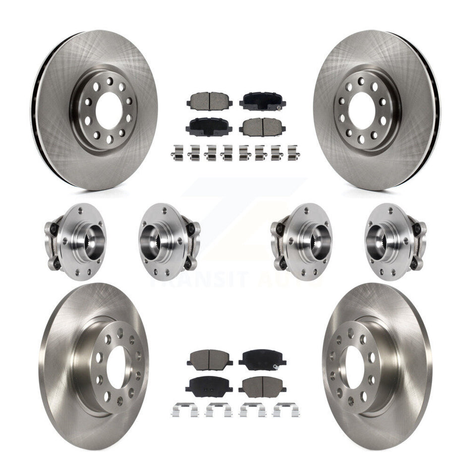 Front Rear Hub Bearing Disc Brake Rotors And Ceramic Pads Kit (10Pc) For Jeep Compass AWD KBB-126782
