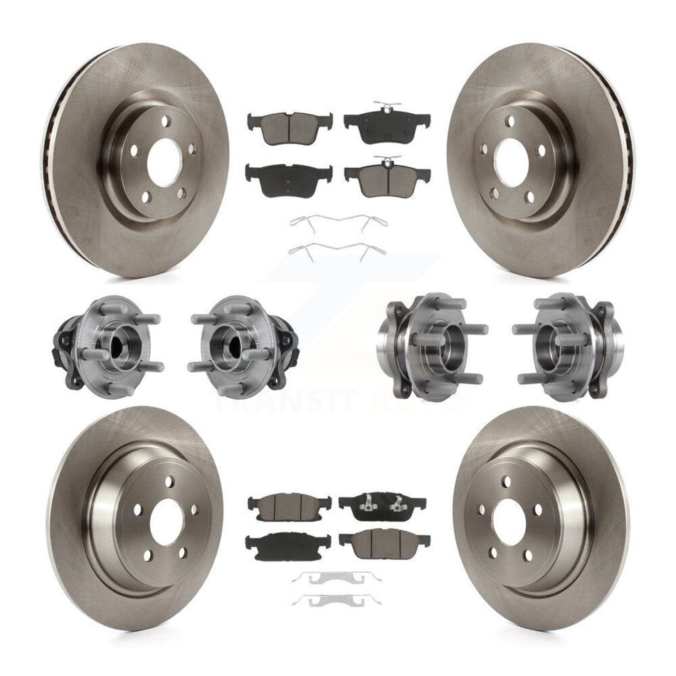 Front Rear Hub Bearings Disc Brake Rotors And Pads Kit (10Pc) For 2015-2018 Ford Edge FWD KBB-126789