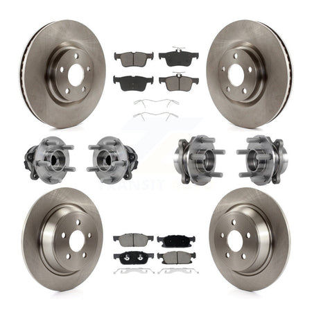 Front Rear Hub Bearings Disc Brake Rotors And Pads Kit (10Pc) For Lincoln Continental FWD KBB-126790