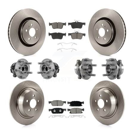 Front Rear Hub Bearings Disc Brake Rotors And Pads Kit (10Pc) For Lincoln Continental FWD KBB-126791