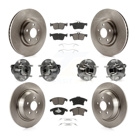 Front Rear Hub Bearing Brake Rotor & Pad Kit (10Pc) For 2019-2020 Ford SSV Plug-In Hybrid KBB-126793