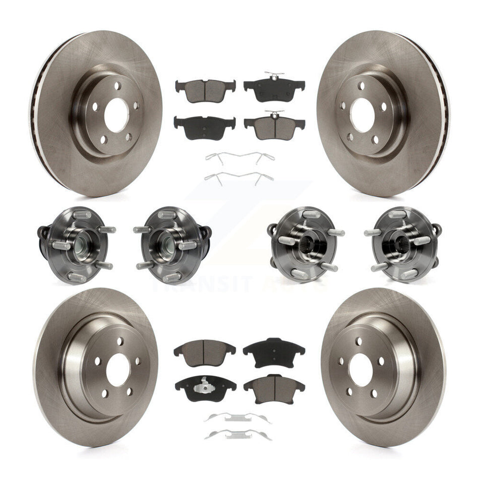 Front Rear Hub Bearing Brake Rotor & Pad Kit (10Pc) For 2019-2020 Ford SSV Plug-In Hybrid KBB-126793