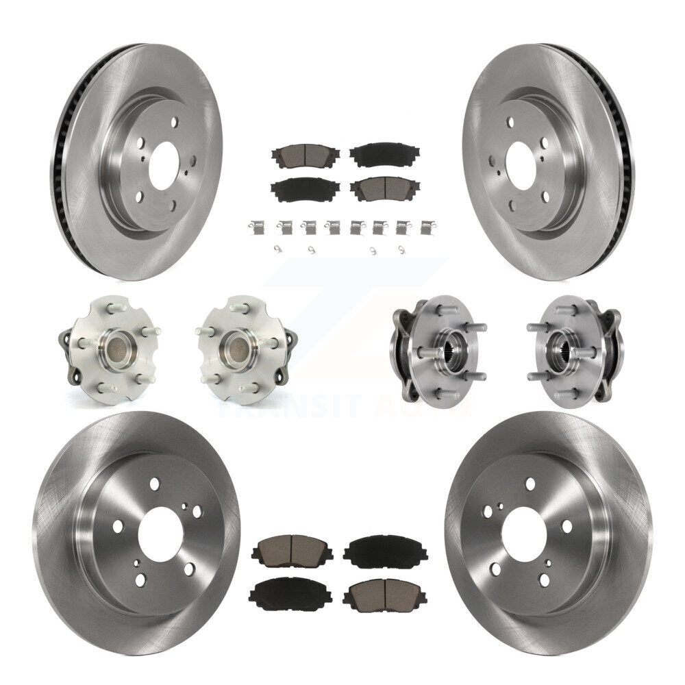 Front Rear Hub Bearing Brake Rotor And Pad Kit (10Pc) For Toyota RAV4 FWD with GAS engine KBB-126800