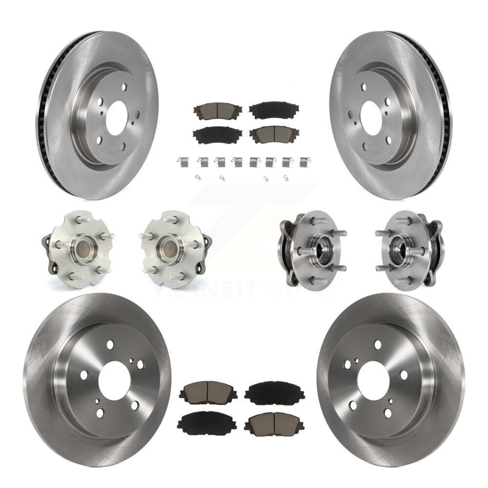 Front Rear Hub Bearing Brake Rotor And Pad Kit (10Pc) For Toyota RAV4 FWD with GAS engine KBB-126800