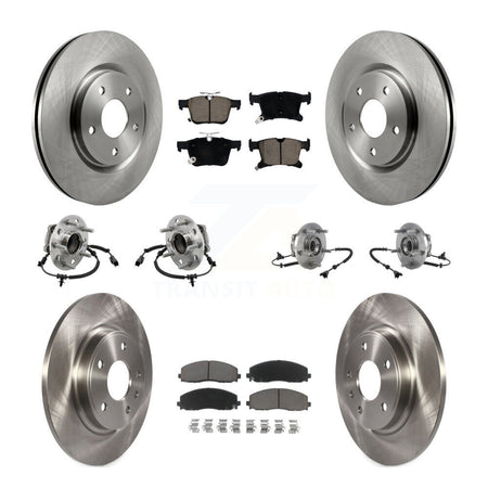 Front Rear Hub Bearing Disc Brake Rotor And Ceramic Pads Kit (10Pc) For Chrysler Pacifica KBB-126808