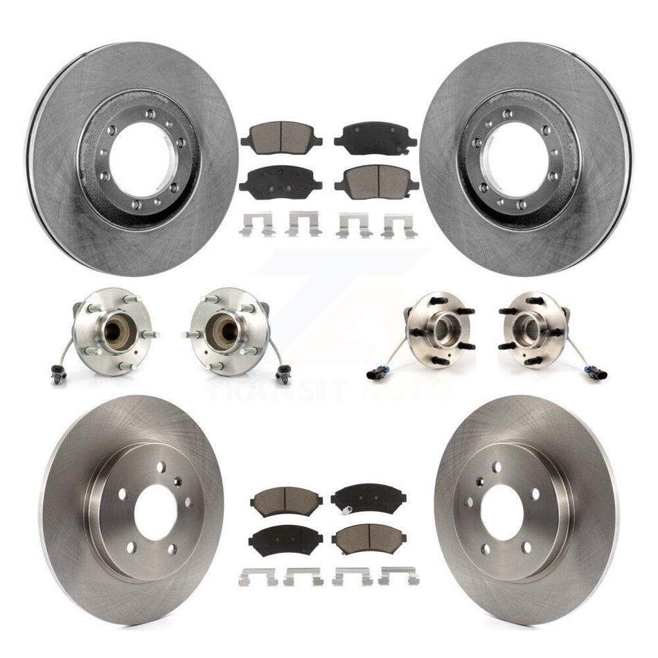 Front Rear Hub Bearing Brake Rotor Pads Kit (10Pc) For 2005 Pontiac Montana 3 Hole Flange KBB-126809