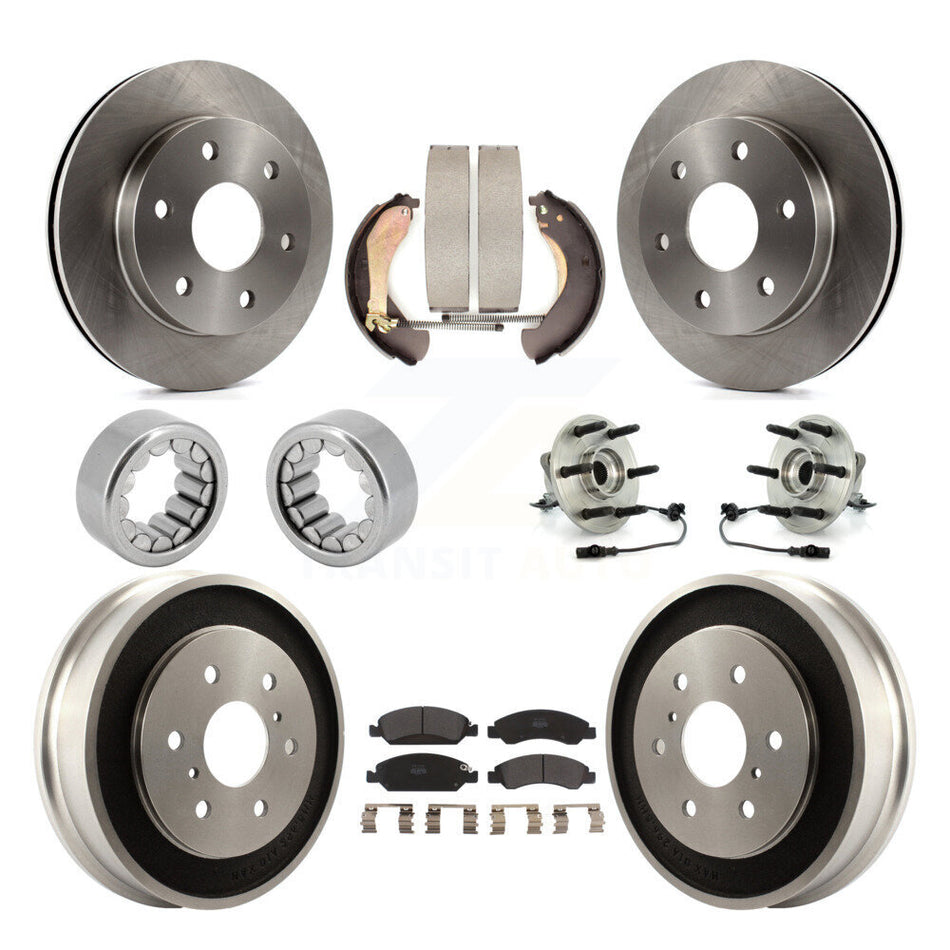 Front Rear Hub Bearings Disc Brake Rotors And Pads Shoes Kit (10Pc) For GMC Sierra 1500 KBB-126816