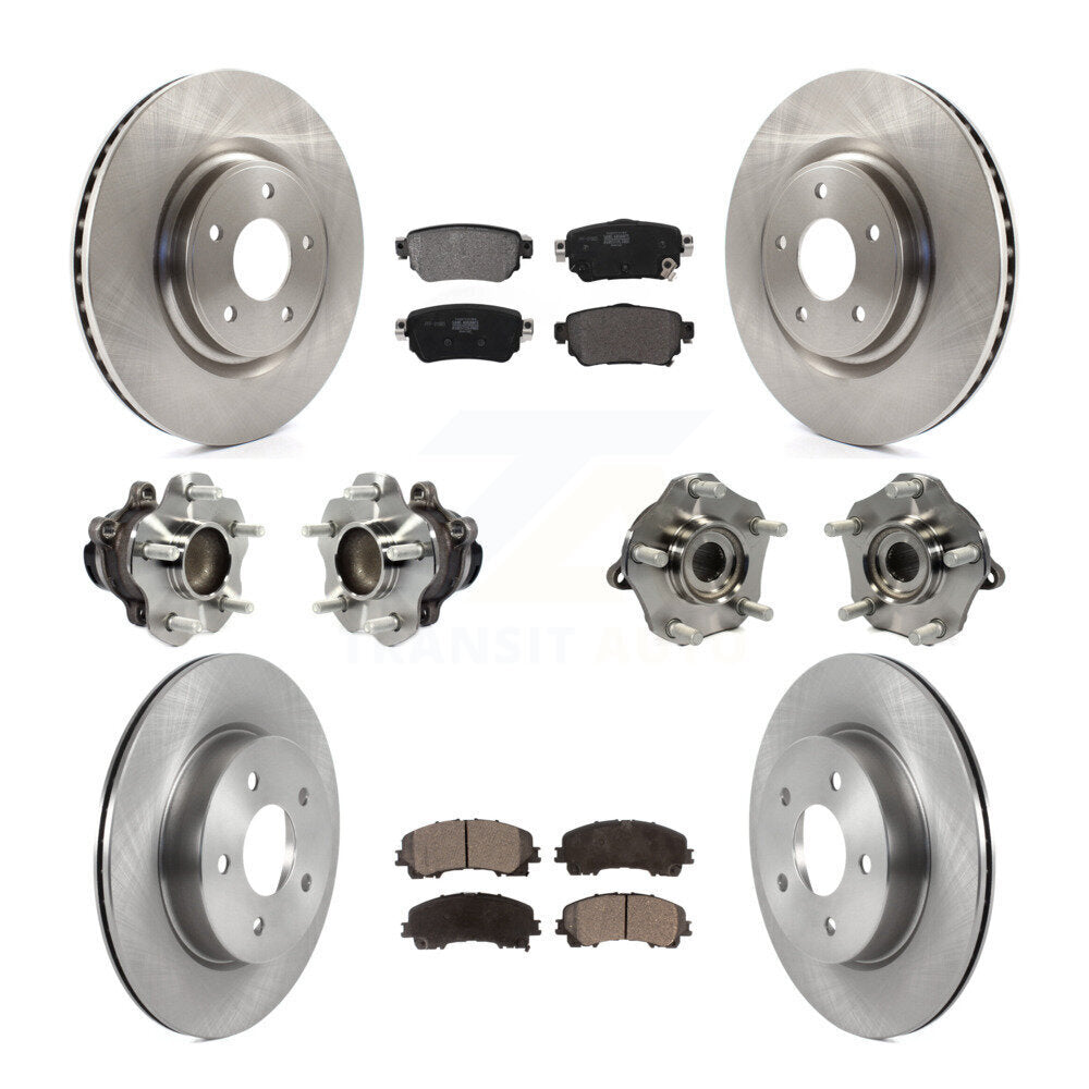 Front Rear Hub Bearing Disc Brake Rotor And Semi-Metallic Pad Kit (10Pc) For Nissan Rogue KBB-126819
