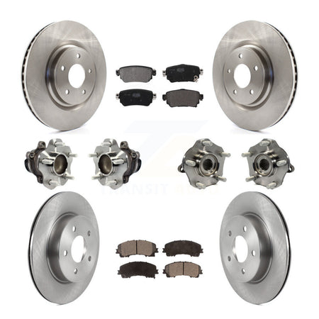 Front Rear Hub Bearing Disc Brake Rotor And Semi-Metallic Pad Kit (10Pc) For Nissan Rogue KBB-126819