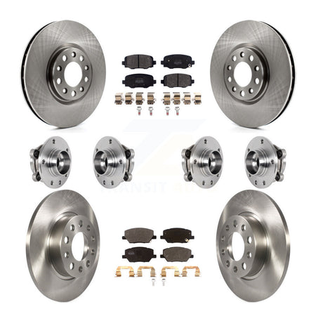 Front Rear Hub Bearings Disc Brake Rotors And Pads Kit (10Pc) For Jeep Renegade Fiat 500X KBB-126822