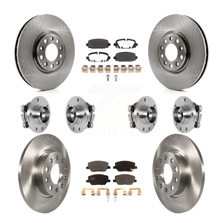 Front Rear Hub Bearing Assembly Disc Brake Rotor And Pads Kit (10Pc) For Jeep Compass AWD KBB-126823