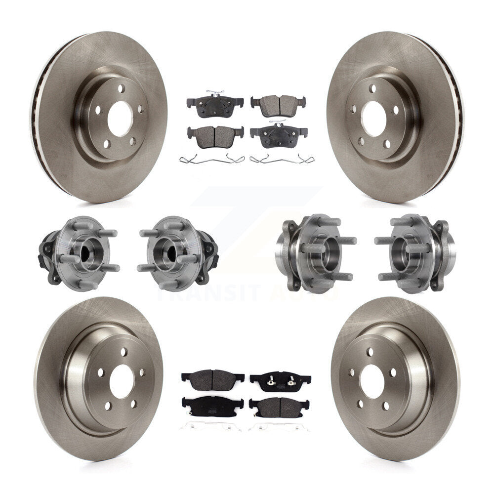Front Rear Hub Bearings Disc Brake Rotors And Pads Kit (10Pc) For Lincoln Continental FWD KBB-126840