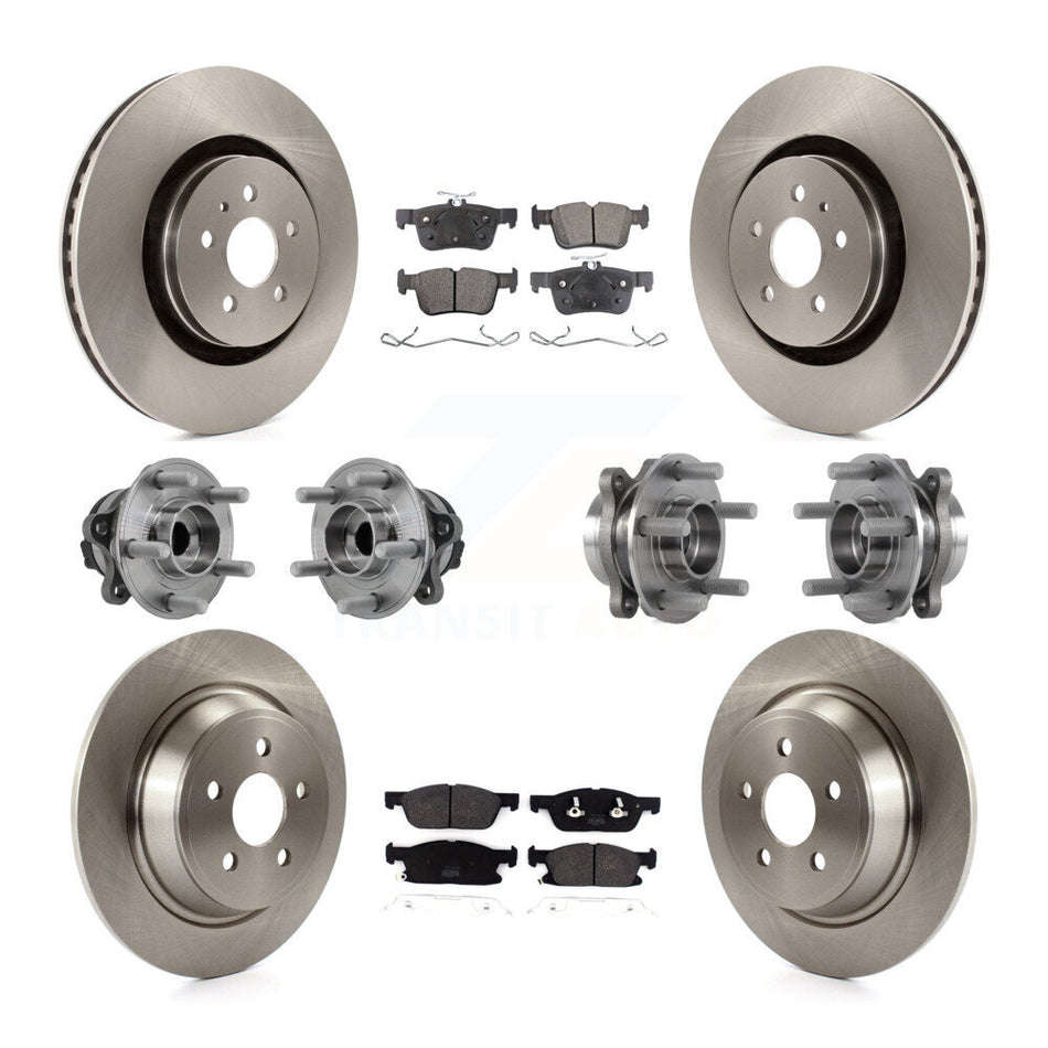 Front Rear Hub Bearings Disc Brake Rotors And Pads Kit (10Pc) For Lincoln Continental FWD KBB-126841