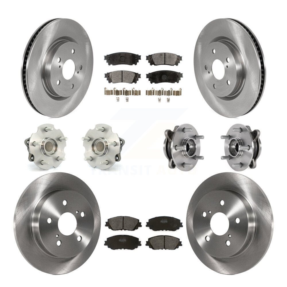 Front Rear Hub Bearing Brake Rotor And Pad Kit (10Pc) For Toyota RAV4 FWD with GAS engine KBB-126842