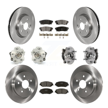 Front Rear Hub Bearing Brake Rotor And Pad Kit (10Pc) For Toyota RAV4 FWD with GAS engine KBB-126842