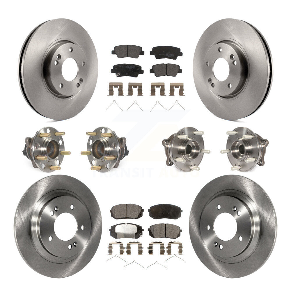 Front Rear Hub Bearings Assembly Disc Brake Rotors And Pads Kit (10Pc) For Hyundai Sonata KBB-126847