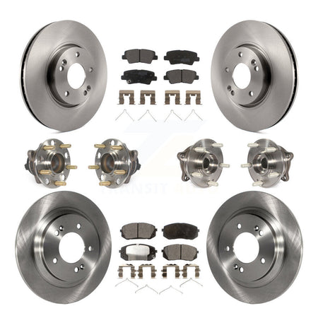 Front Rear Hub Bearings Assembly Disc Brake Rotors And Pads Kit (10Pc) For Hyundai Sonata KBB-126847