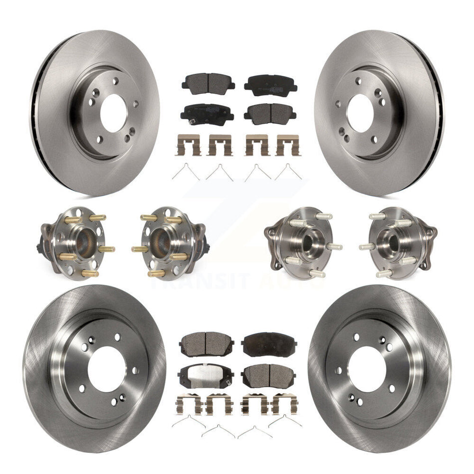 Front Rear Hub Bearings Assembly Disc Brake Rotors And Pads Kit (10Pc) For Hyundai Sonata KBB-126847