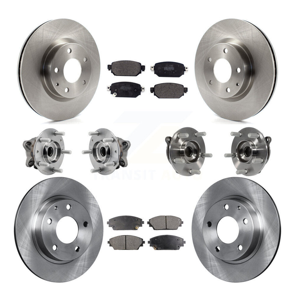 Front Rear Hub Bearing Disc Brake Rotors And Pads Kit (10Pc) For 2019-2021 Mazda CX-3 AWD KBB-126852